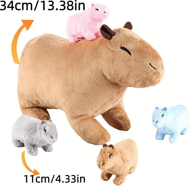 Binchi Fitness Kawaii Capybara Mama und Baby Capybara, 5-teiliges Set, Plüsch / Textil, ab 3 Jahren - Bild 1