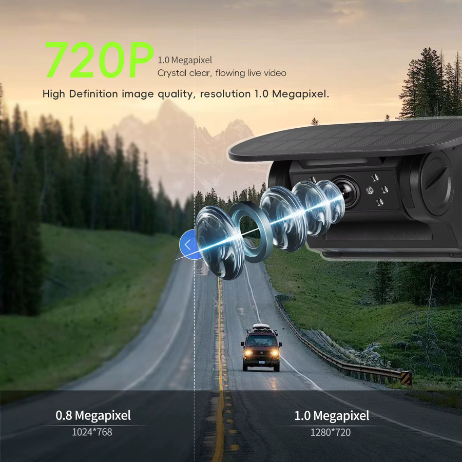 Podofo Kabellose Magnetische WLAN Auto Kamera mit Solarpanel, 720P HD Infrarot Nachtsicht, IP67 Wasserdicht, DVR für Vorder- und Rückansicht, Schwarz - Bild 4
