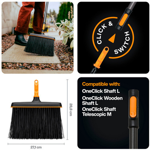 Fiskars Besenkopf OneClick in Schwarz B/H/T: 27,1 x 28,8 x 5,8 cm - Bild 3