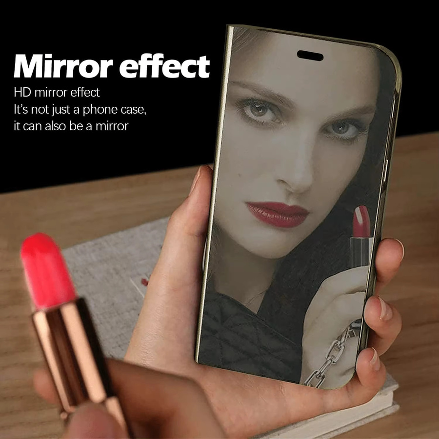 Intelligente Flip-Handyhülle mit Spiegelhalterung für Samsung Galaxy S26 Ultra, S26 Plus, S26, S25 Ultra, S24 und S23 Ultra in Schwarz - Bild 3
