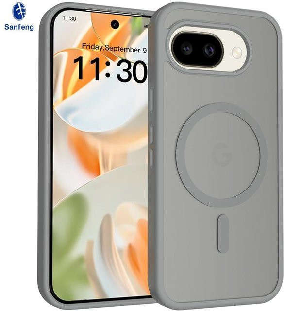Magnetische matte Schutzhülle für Google Pixel 10a in Transparent/Grau, stoßfeste PC+TPU Hülle mit Unterstützung für kabelloses Laden - Bild 1