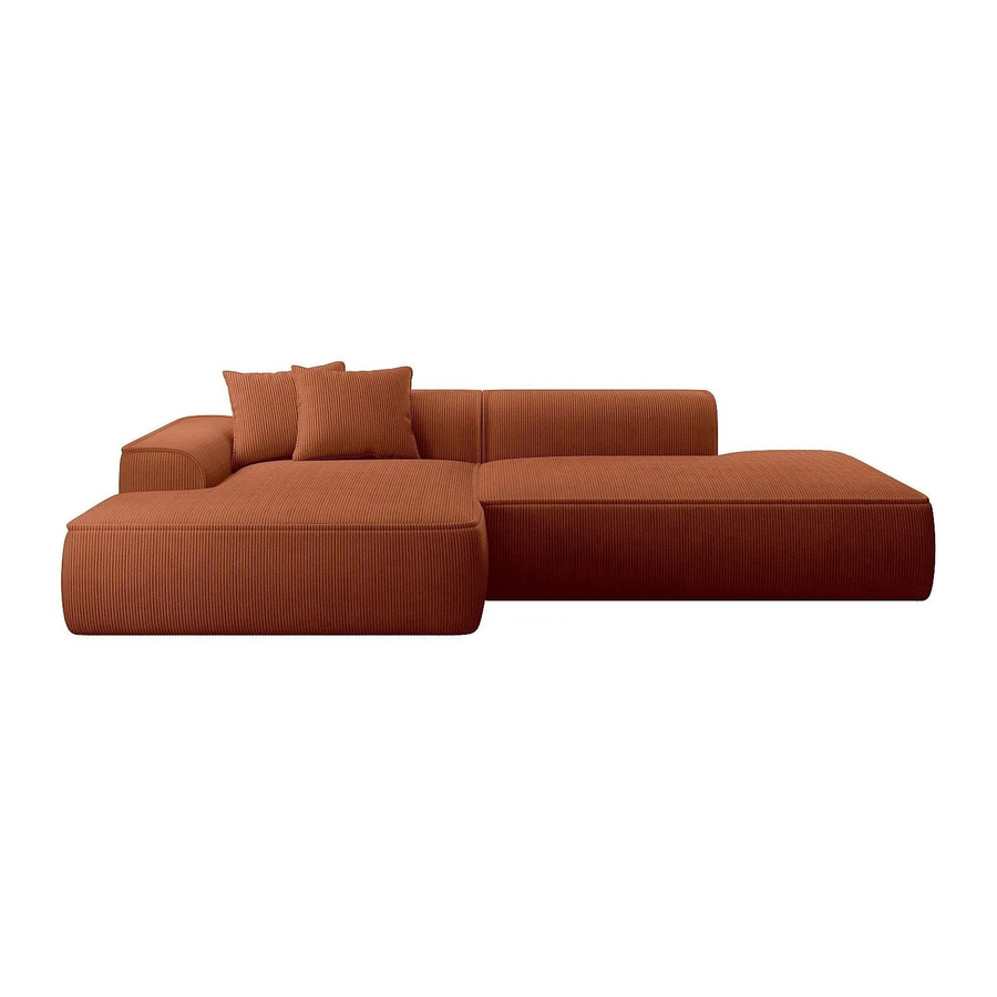 Erynel Ecksofa in Terracotta ohne Schlaffunktion mit Cord-Bezug, Breite: 305 cm - Bild 2