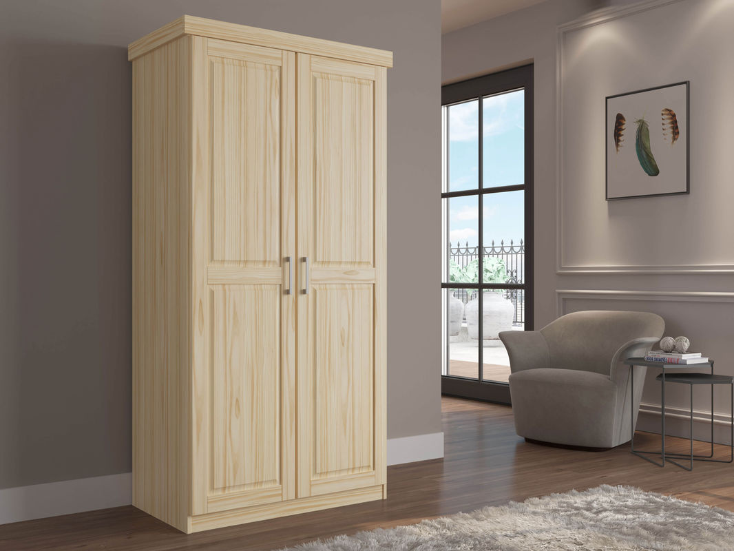 INTER LINK Kleiderschrank aus Massivholz Kiefer, 2-türig, Braun, B: 100 cm, T: 55 cm, H: 190 cm - Bild 3