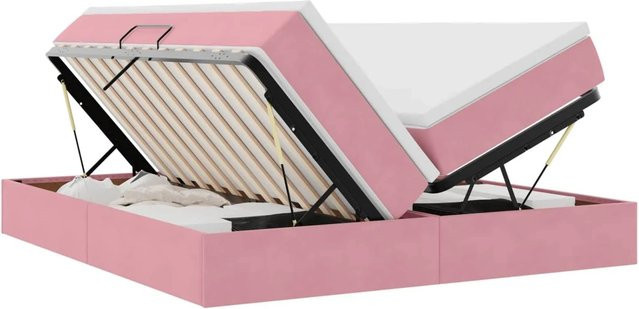 vidaXL Aufbewahrungsbett mit Matratze aus Samt und Metall in Rosa, B/T: 180 x 200 cm - Bild 1