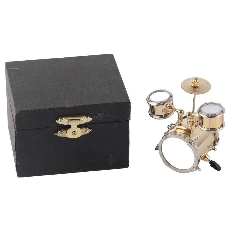 Qiilu Miniatur Schlagzeug Set aus Messing in Gold als dekoratives Musikinstrument Ornament - Bild 2