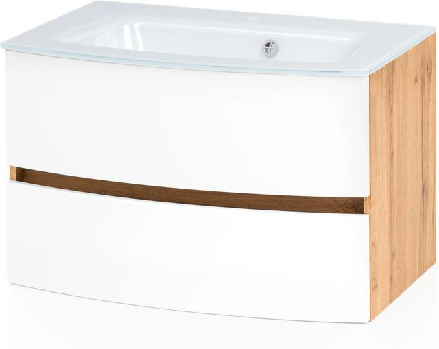Held Möbel Einzelwaschtisch Salerno 80 cm Weiß Matt mit Softclose - Bild 1