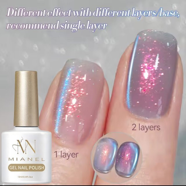 MIANEL Nagellack Gel, Rosa, Glitzer, 10 ml - Bild 1