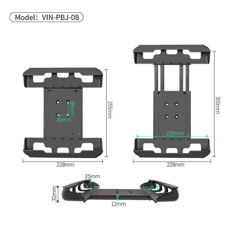 VINmounts Tablet-Ständer in Schwarz, kompatibel mit 9,7-12,9 Zoll Tablets und RAM B 1' sowie C 1,5' Rundkugel-Halterungen - Bild 2