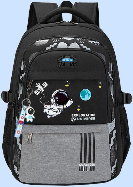 3er Set Schulrucksack für Jungen und Kinder aus Oxford-Stoff in Schwarz inklusive Brotdose und Federmäppchen - Bild 1