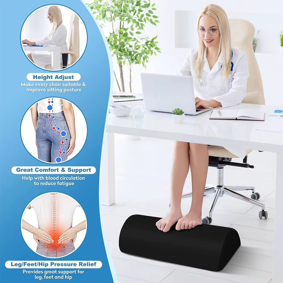 Ergonomisches Fußkissen YQQGD in Schwarz zur Entspannung und Unterstützung unter dem Schreibtisch für Büro und Zuhause - Bild 4