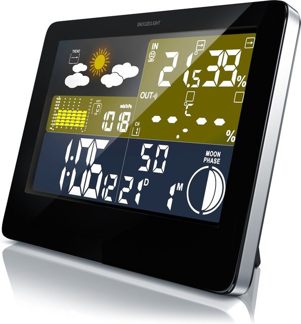 BEARWARE Funkwetterstation mit LCD Farbdisplay in Schwarz inklusive Außensensor und Wettervorhersage-Piktogramm - Bild 1