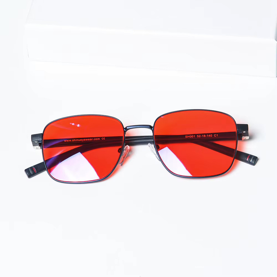 SHINU sh001 Korrektionsbrille, Vollrand, Metall, Unisex, rot orange transparent - Bild 2