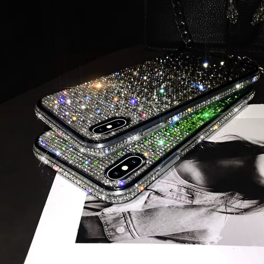 FUCHU Luxus Handyhülle mit glänzenden Diamanten für iPhone 15 Pro Max, Farbe: Grün - Bild 2