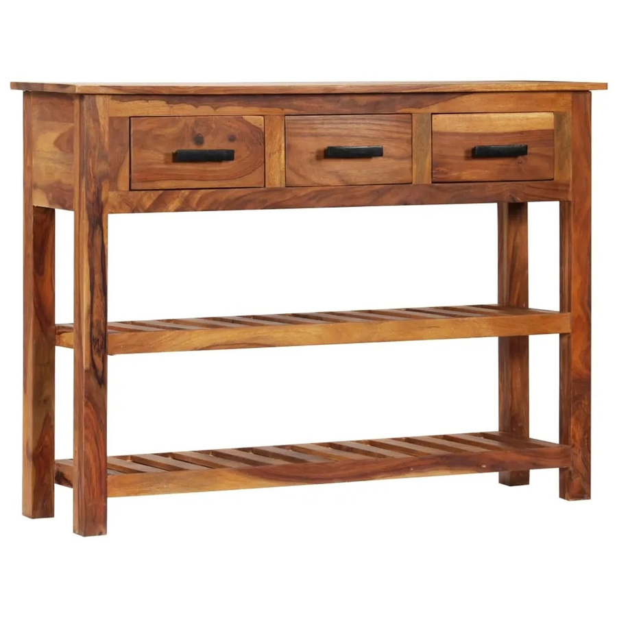 vidaXL Sideboard aus Akazienholz mit 3 Schubladen in Braun im Vintage-Stil, B/T/H: 110 x 30 x 80 cm - Bild 2