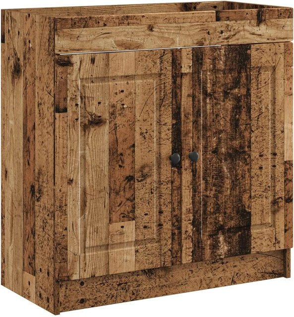 vidaXL Badschrank aus Altholz in Braun mit Scharniertüren und Regalfächern, B/T/H: 78,5 x 37,5 x 81 cm - Bild 1