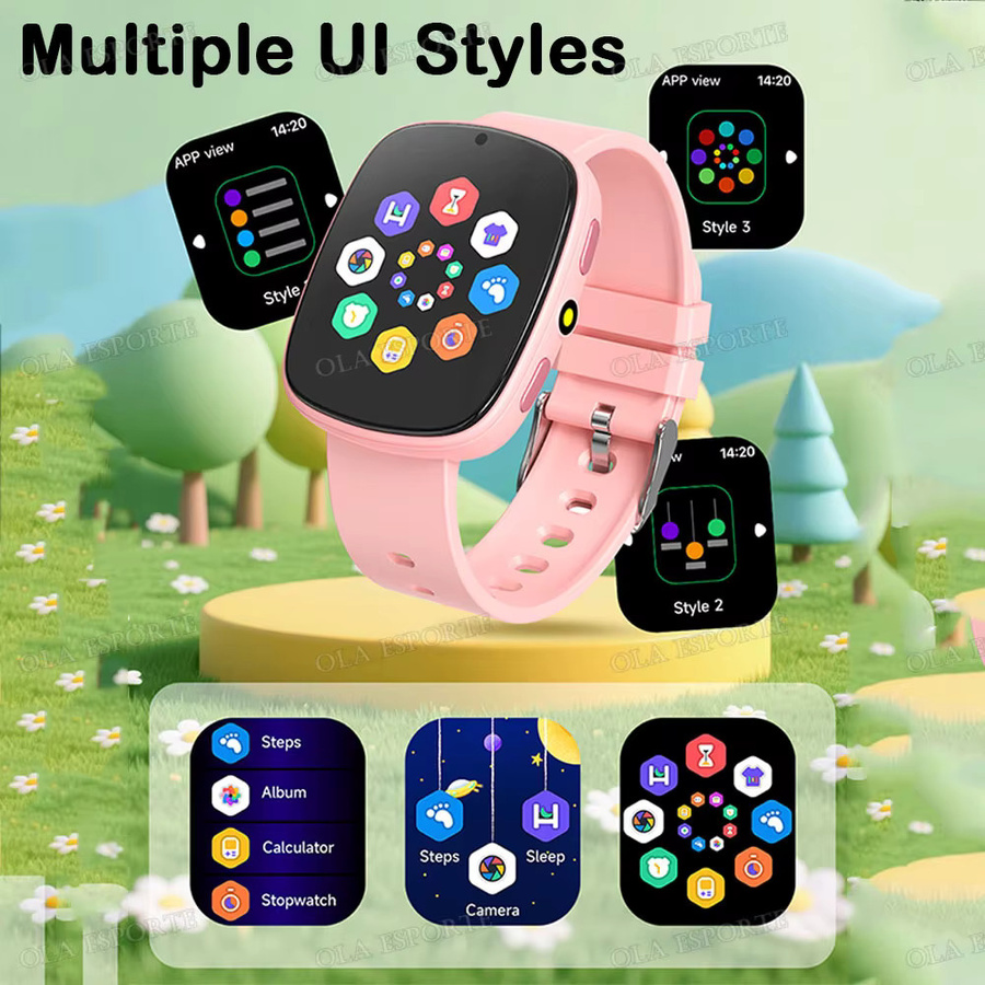 Ola Esporte Kinder Smartwatch HW12 in Blau mit 1,83 Zoll Display, 22 Spielen, Schlafmonitor, Kamera und Wecker - Bild 4
