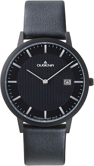 Dugena Armbanduhr, Titan, Quarz, Schwarz, Leder, Herren - Bild 1