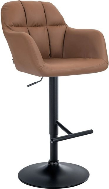 DELUKE Barhocker TUBEL höhenverstellbarer Barstuhl aus Kunstleder in Hellbraun und Schwarz mit Lehne und 360 Grad Drehbarkeit, B/T/H: 57 x 59 x 97 cm - Bild 1