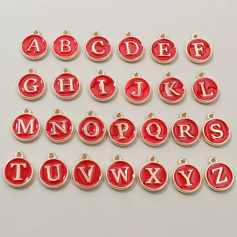 Wadsfred Buchstaben Charms Emaille, Messing, Bunt, Unisex, 12x14mm - Bild 2