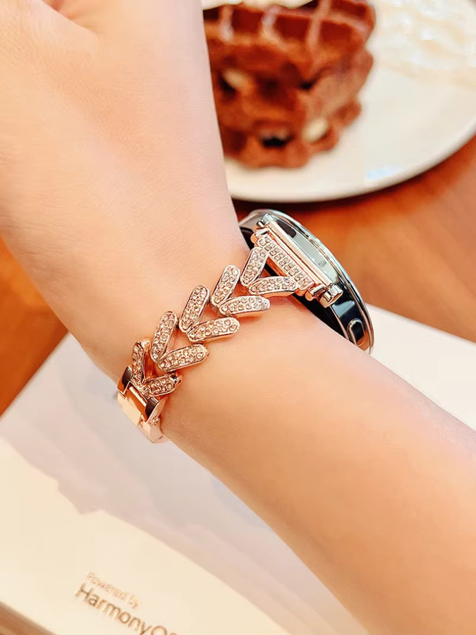 Uhrenarmband Edelstahl, Diamant, Zirkonia, Roségold, Unisex - Bild 2