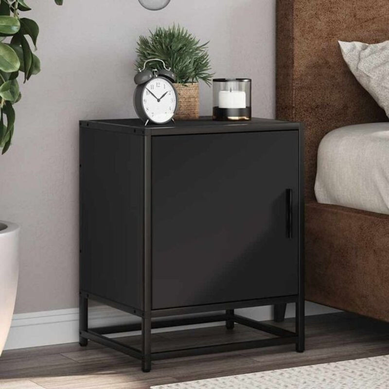 Moderner Nachttisch von Vidaxl in Schwarz aus Holzwerkstoff und Metall, B/T/H: 40 x 31 x 50 cm - Bild 1