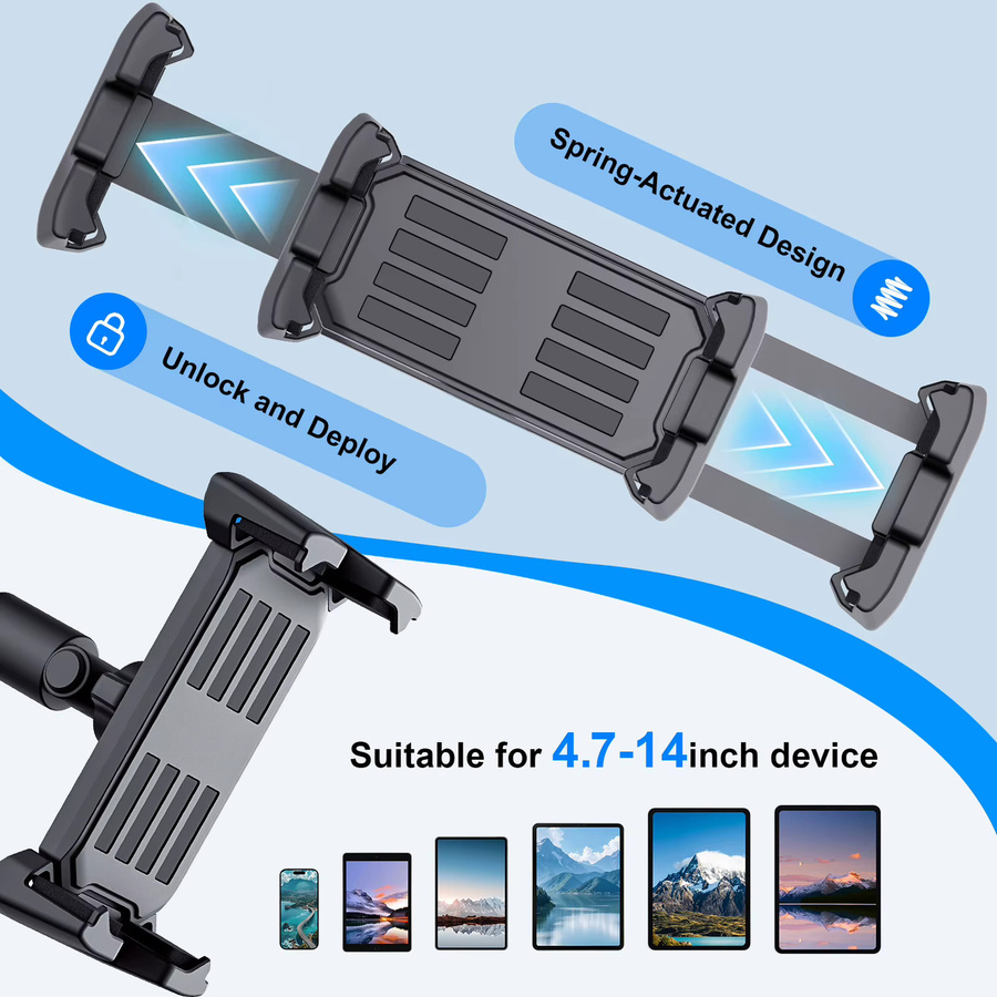 Xnyocn Fahrrad-Tablet-Ständer in Schwarz, universeller Halter für 4–13 Zoll Tablets und Smartphones, ideal für Laufband und Lenker, kompatibel mit iPad Pro und iPhone - Bild 2