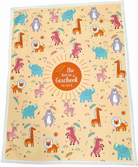 Kuscheldecke Uljö Tiere in Beige für Kinder - Bild 1