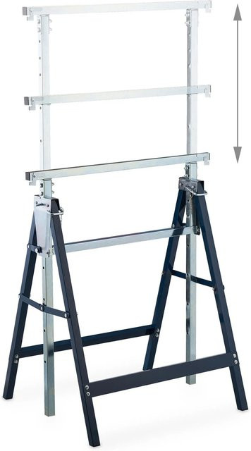 Relaxdays Gerüstbock 2er Set aus Stahl in Blau Silber, höhenverstellbar und klappbar, H: 130 cm, B: 68,5 cm, T: 58 cm - Bild 1