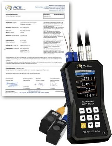 PCE Instruments Ultraschall-Durchflussmessgerät PCE-TDS 200+ S-ICA in Schwarz mit Sensoren und Wärmemengenmessung - Bild 1