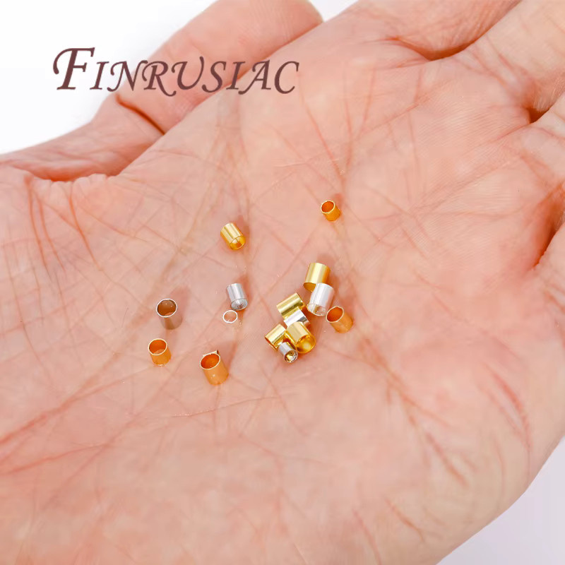 FINRUSIAC Rohr-Crimpendperlen, vergoldet, 2 mm, 2,5 mm, 3 mm, Armband-Zubehör - Bild 2