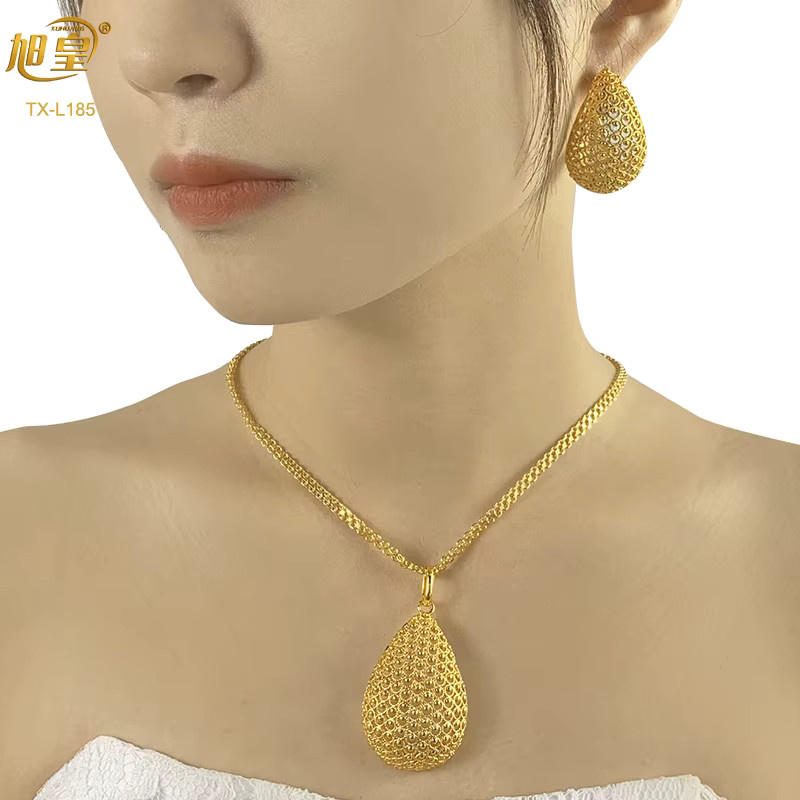 XUHUANG Schmuck-Set, Kupfer, Gold, Damen - Bild 3
