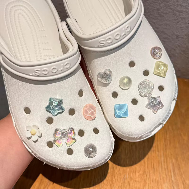 Schuhcharms-Set, Kristall-Perlen-Blumen, Buntes Pulver - Bild 1