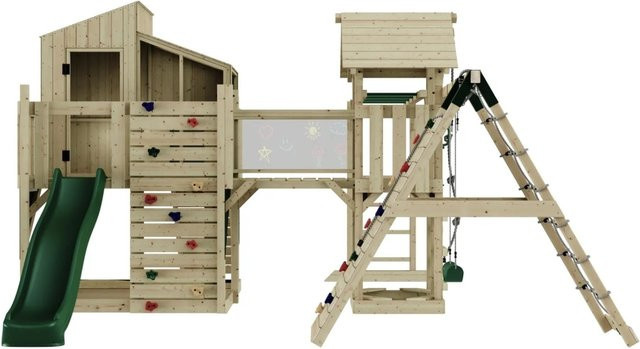 OutdoorToys Spielturm Tammo mit Kinderschaukel in Dunkelgrün aus Holz und Stahl - Bild 1
