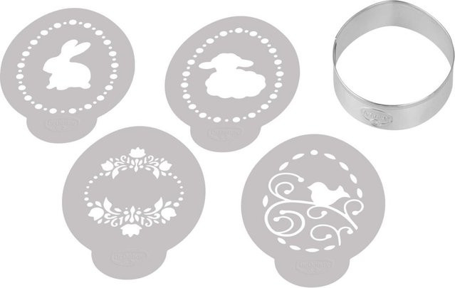 Dr. Oetker Ausstecher Ei mit 4 Schablonen Goldiges Ostern, 5-teilig, Metall, Gold - Bild 1