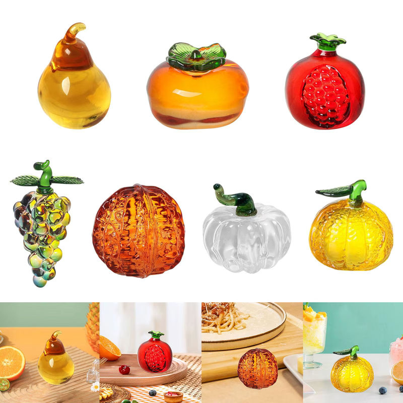 Homyl Glas Obst Figur Frucht Ornament Mehrfarbig als Miniatur Kristall Statue für Desktop Home Office Dekoration - Bild 3