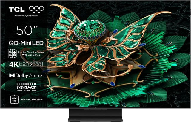 TCL 50C79K QD-Mini LED Smart-TV in Silver/Black, 4K Ultra HD, 126 cm (50 Zoll), 120 Hz, Sprachsteuerung - Bild 1