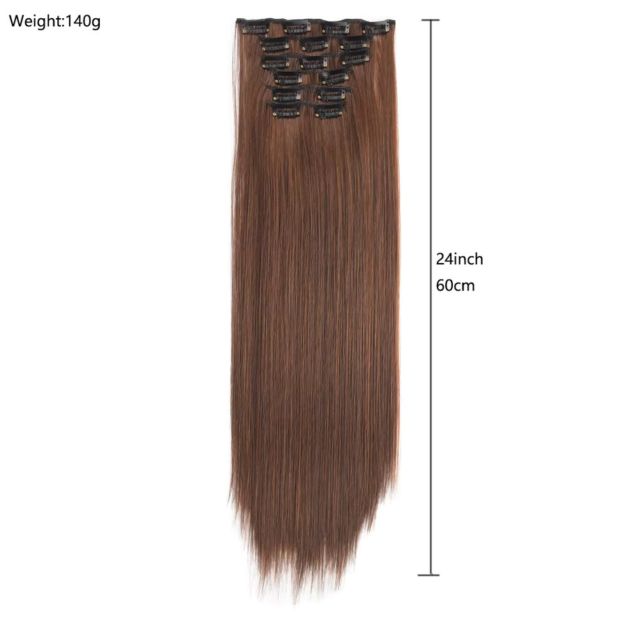 Jeedou Clip-in-Haarverlängerungen, 6 Stück/Set, langes glattes Haar, Damen - Bild 1