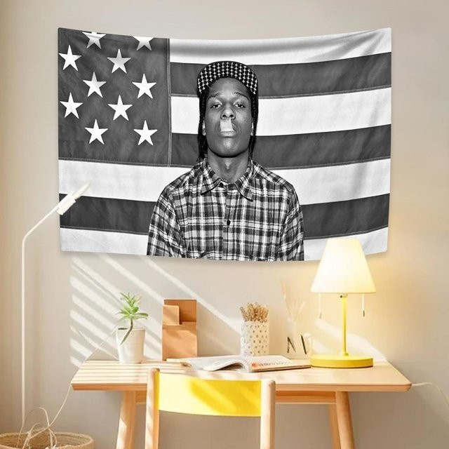 Wandteppich A$AP Rocky Rapper Musikalbum Kunst Poster GUOYU HOMEDECOR Farbe: Weiß, Breite: 73,66 cm, Höhe: 94 cm - Bild 1