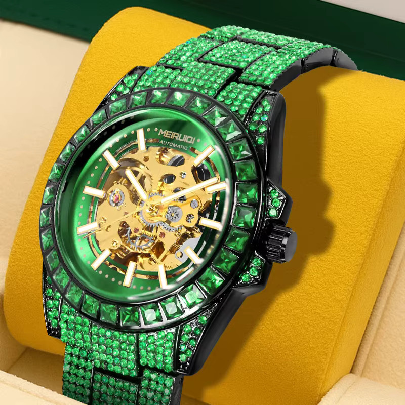MEIRUIQI Armbanduhr, Automatik, Edelstahl, Grün, Herren - Bild 3
