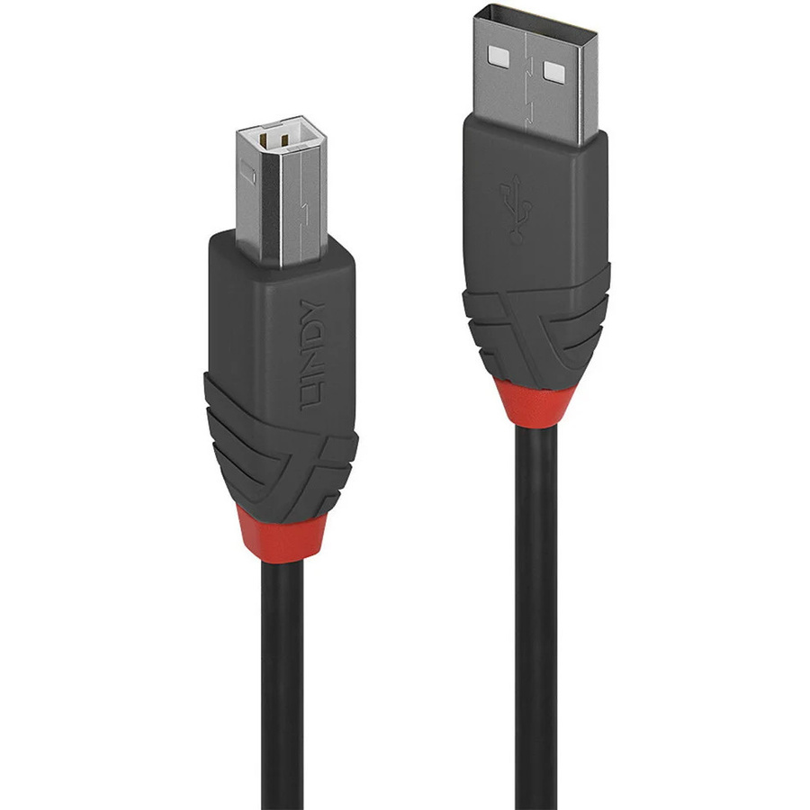 Lindy USB 2.0 Kabel Anthra Line mit USB-A und USB-B Stecker in Schwarz, Länge: 2,00 m - Bild 2