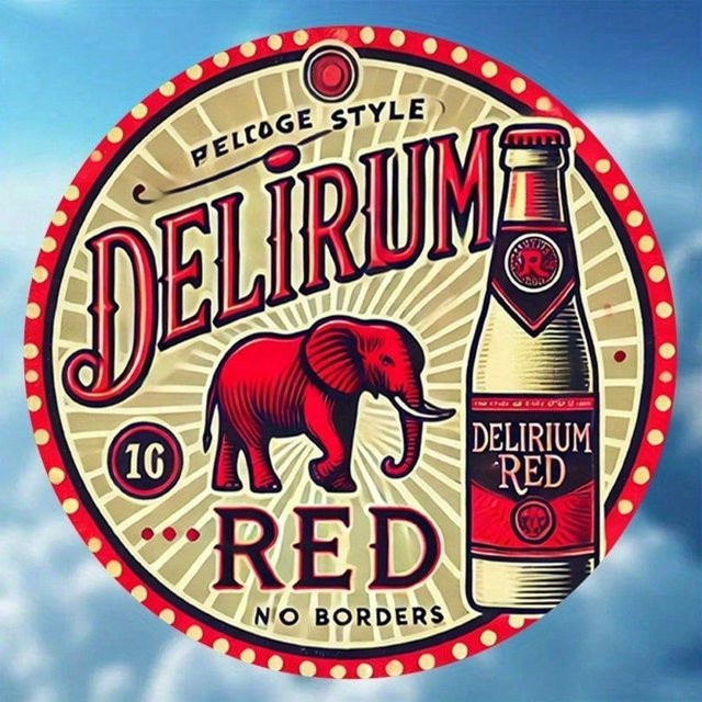 CIFBUY Delirium Red Beer Vintage Metall-Blechschild Rund, Durchmesser: 20,32 cm, Mehrfarbig - Bild 1