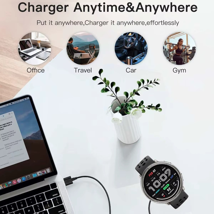 Amazfit Ladestation USB-C, Schwarz, für Amazfit Active 2, Bip 6 - Bild 3