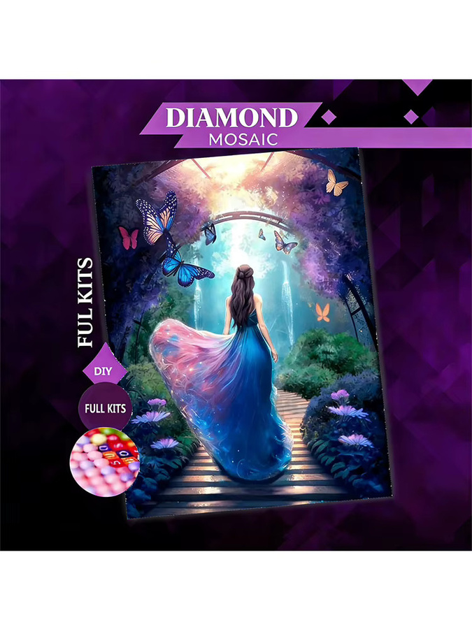 AZQSD Diamant-Mosaik-Sets, Mädchenporträt, Fantasy, Diamantmalerei, ab 14 Jahren - Bild 4