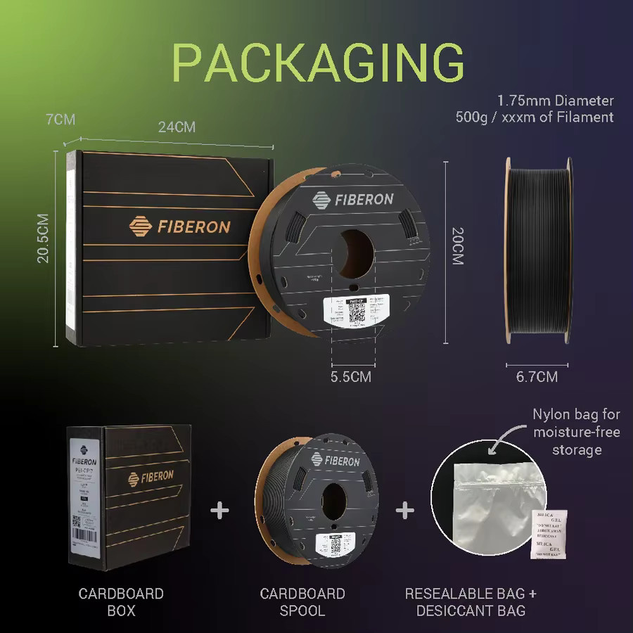 Polymaker Fiberon PPS-CF10 Filament, faserverstärktes PPS (Polyphenylensulfid) für FDM-Druck, Schwarz, 500 g - Bild 3