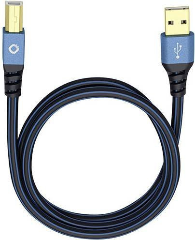 Oehlbach USB 2.0 Kabel mit USB-A und USB-B Stecker, Blau, 7,5 m, vergoldete Steckkontakte, 9345 - Bild 1