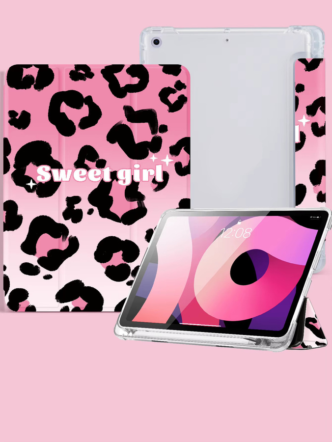 OLAIKE iPad Hülle mit Stifthalter in Rosa mit Leoparden-Design, kompatibel mit iPad 9,7 Zoll (6./5. Generation, 2018/2017), iPad Mini 4/5 und iPad Air 4/5 10,9 Zoll - Bild 2