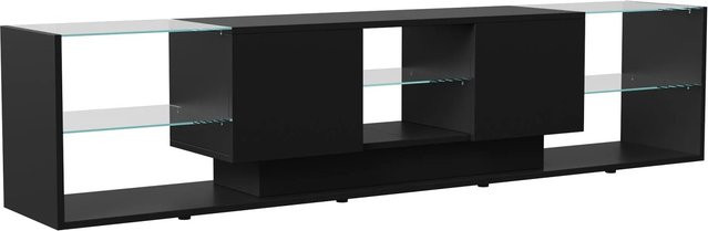 PXloue TV Schrank Schwarz mit LED und Stauraum B/T/H: 200 x 35 x 45 cm - Bild 1