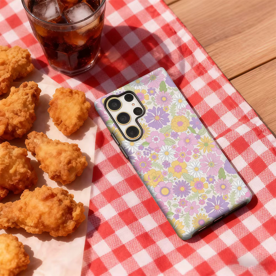 Stoßfeste Samsung Galaxy Handyhülle mit weichem Blumenpastell-Design in Multicolour für Galaxy S25 Ultra, S24 und S23 Ultra Plus mit doppellagiger Rückseite - Bild 4