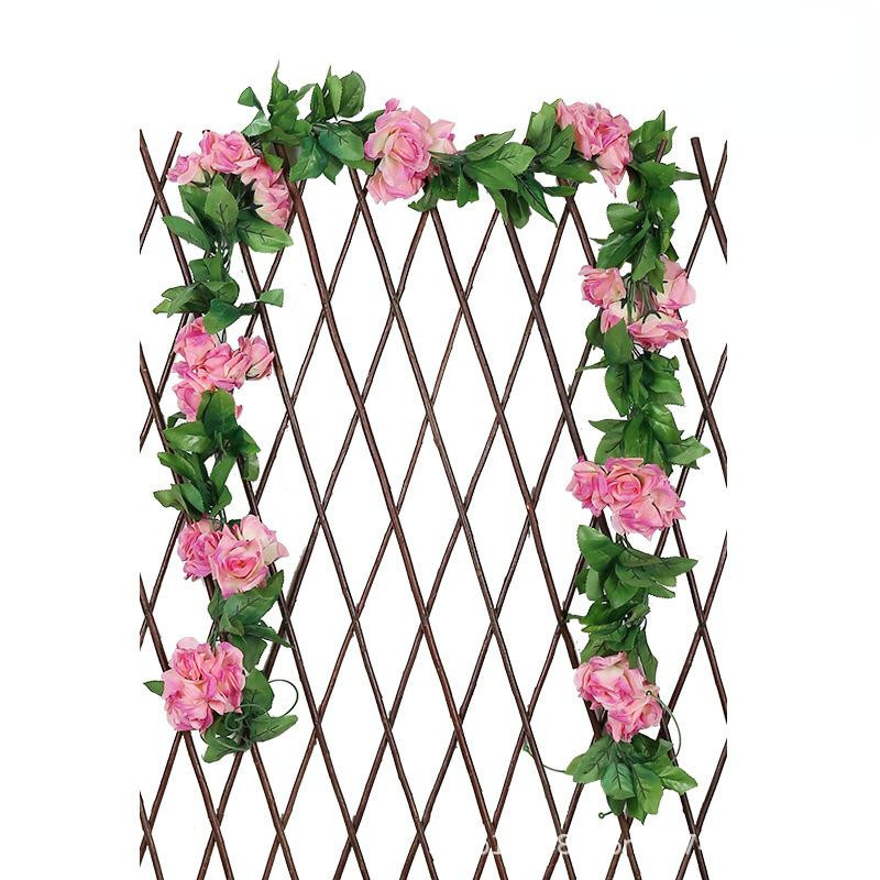 SEEQS Künstliche Rosenrebe mit Efeu in Rosa, 2,4 m Seidenblumen für Hochzeiten und Dekoration - Bild 2