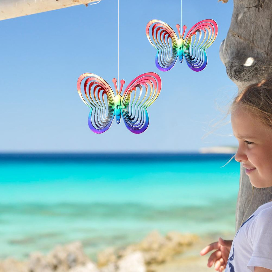 KONNWEI Schmetterling Windspiel aus Plastik in Grün zur Aufhängung für den Garten und Outdoor-Bereich - Bild 3